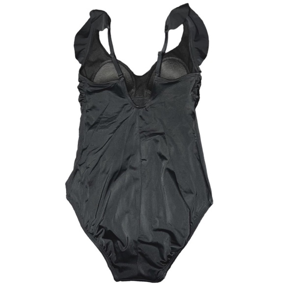 NWT|Women’s|Time and Tru|Black|Ruffle Strap|Medium|One Piece|Swimsuit - Picture 6 of 7
